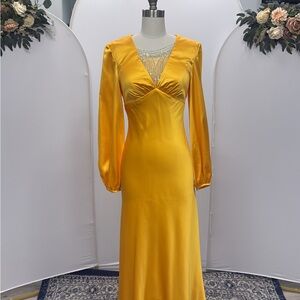 Elegant Yellow Satin Dress